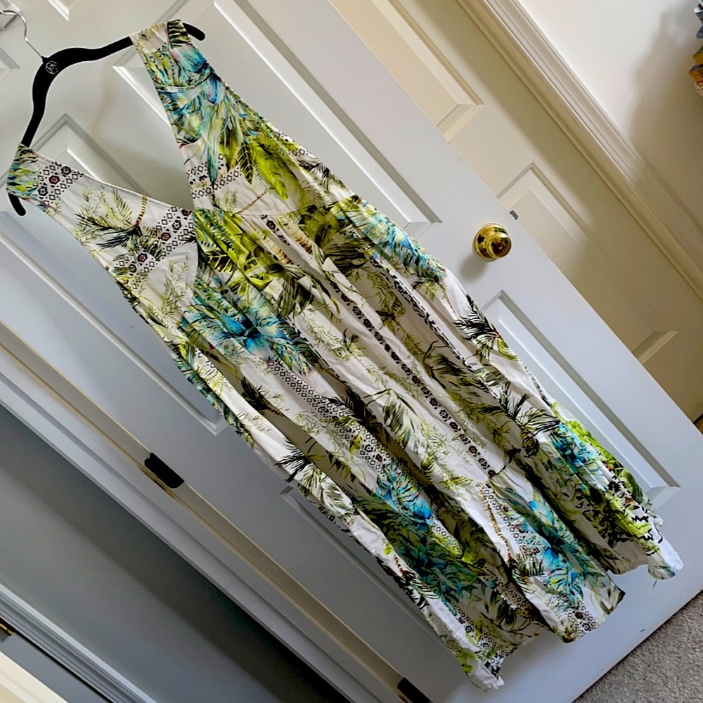 ASOS linen tropical print maxi dress